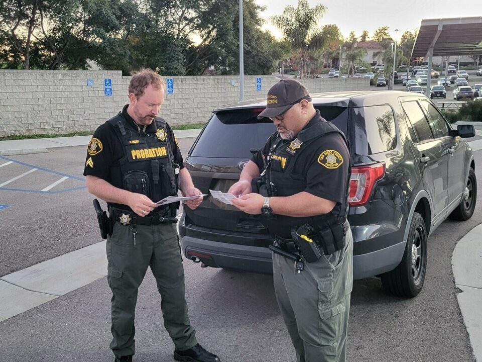 Two Probation officers review list